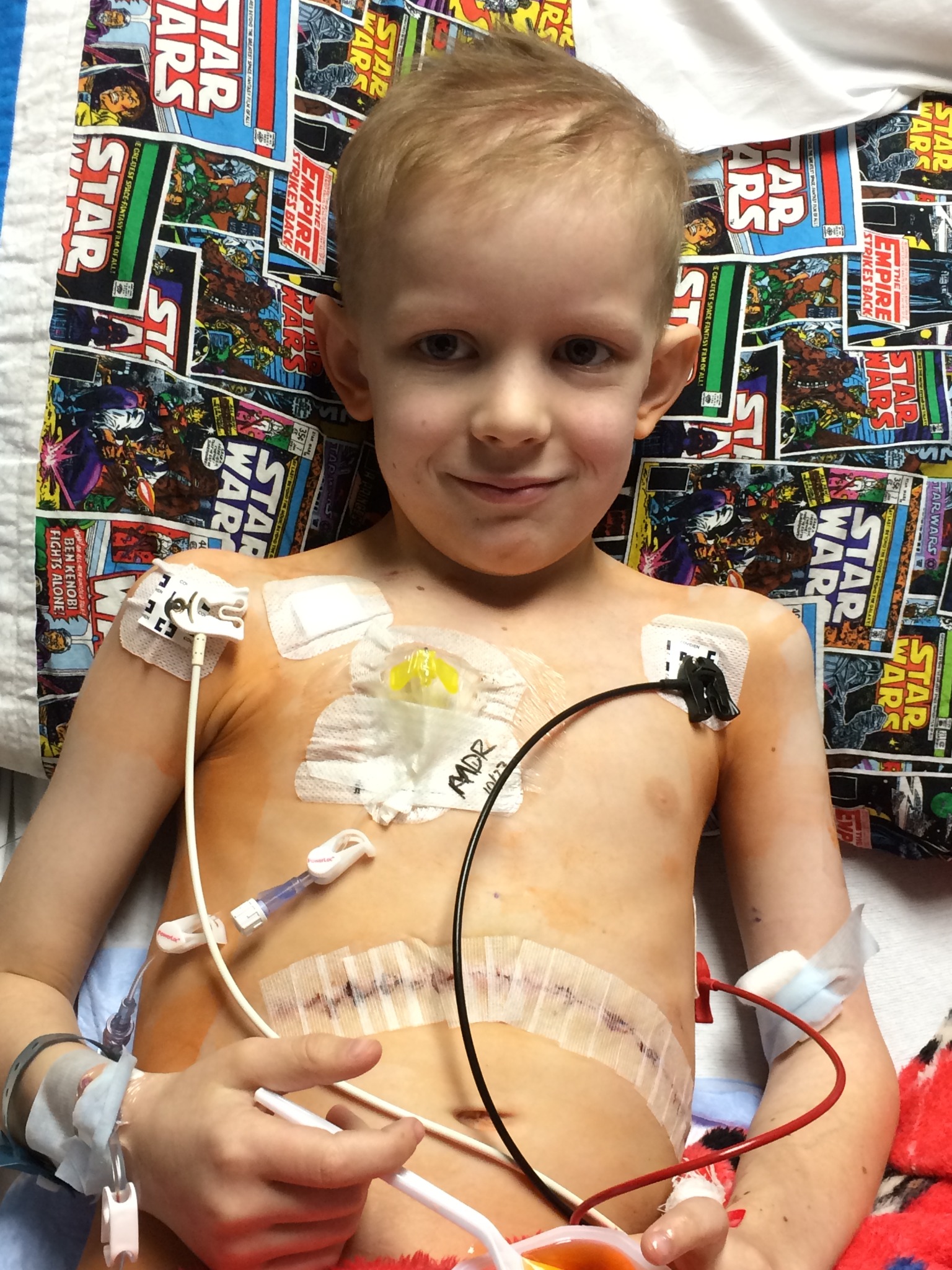 Child receiving hospital treatment